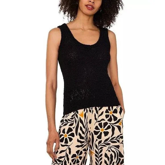 1.STATE Roll-Neck Tank Top Women's Black M NWT Cotton Blend Relaxed Fit - Picture 1 of 6